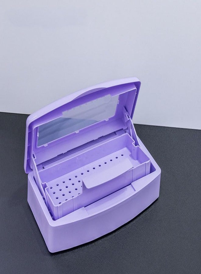 SULLMAR Nail Tool Sterilizers Plastic Nail Art Tray,Clean Box Storage Organizer for Nail,Tweezers, Cutter Manicure Equipment-Nail Art Tool (Purple) - Image 2